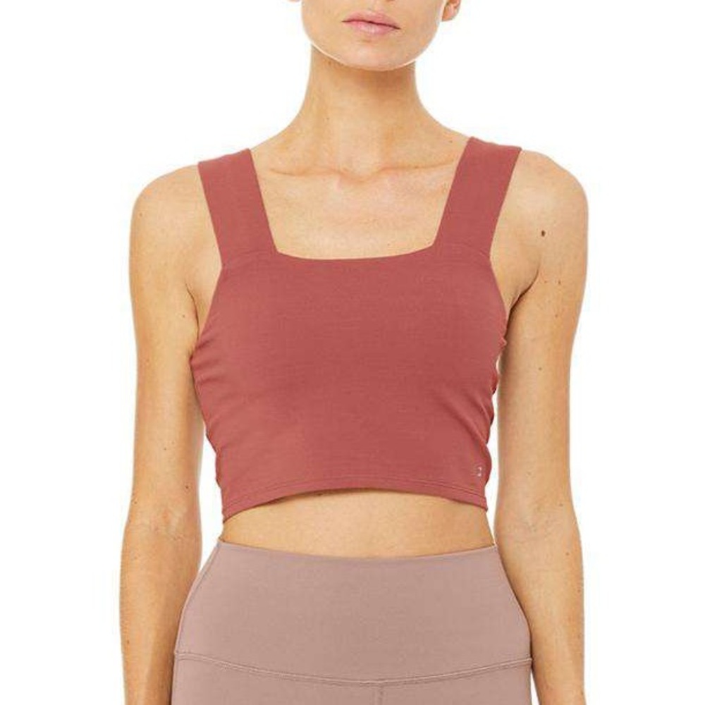 Alo Yoga Bind Fitted Bra Top in Earth